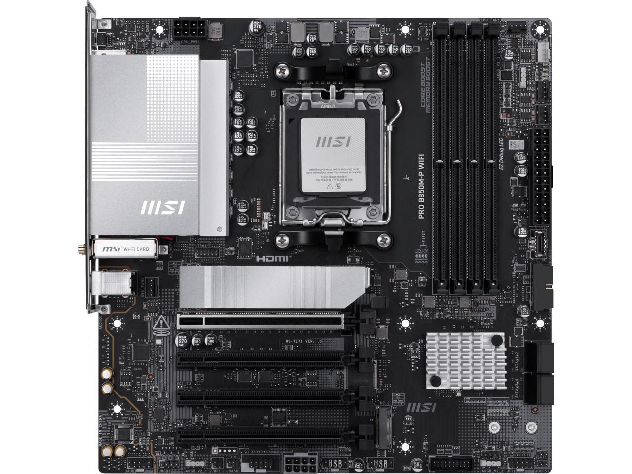 MSI PRO B850M-P WIFI AM5 AMD B - Am5 Micro Atx Pcie 5.0 Motherboard 评论和价格